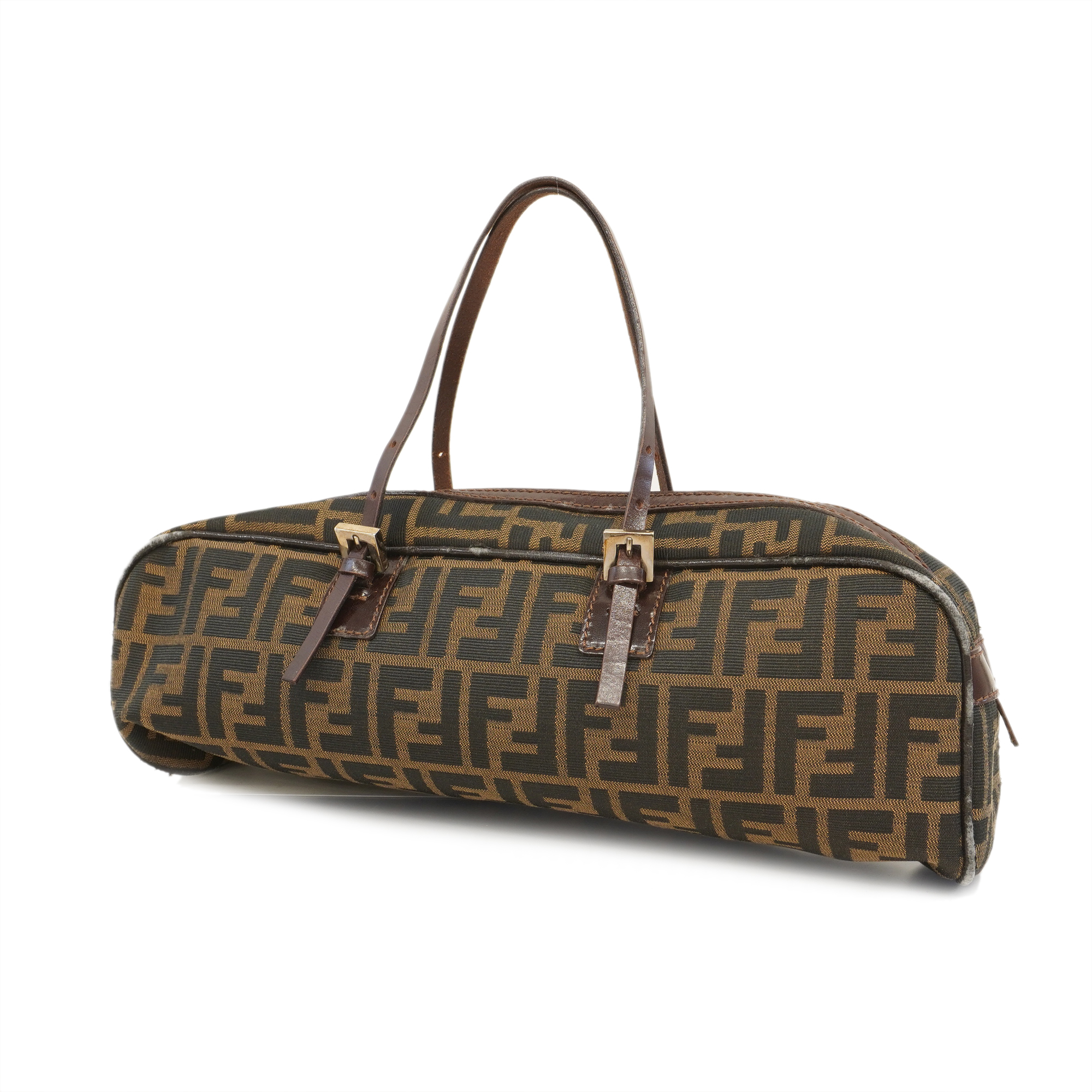 Fendiauth Zucca Handbag Women's Canvas Brown
